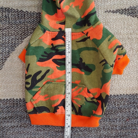 Fleece Camo Dog Hoodie, Size Small, Orange/Green/Black 🐾🐾 - Picture 2 of 5